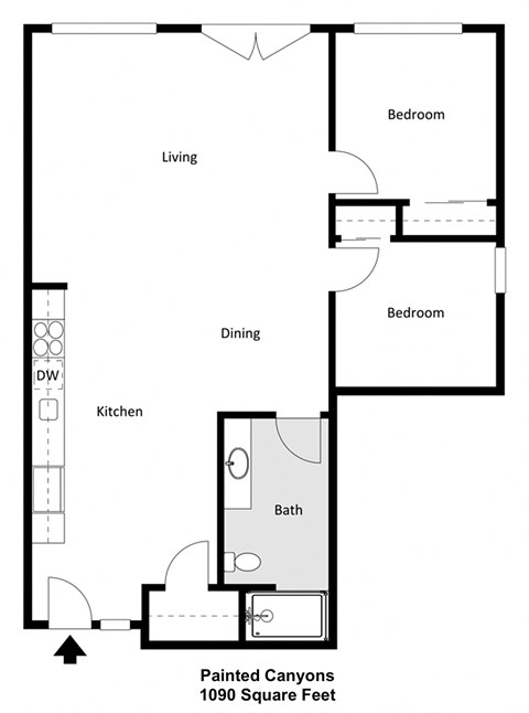 a floor plan of a house with a bedroom and a living room